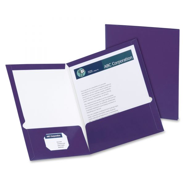 OXF51726 Oxford High Gloss Laminated Paperboard Folder, 100-Sheet Capacity, Purple, 25/Box