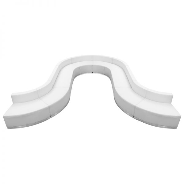 FHFZB803450SETWHGG Flash Furniture HERCULES Alon Series Melrose White Leather Reception Configuration, 10 Pieces