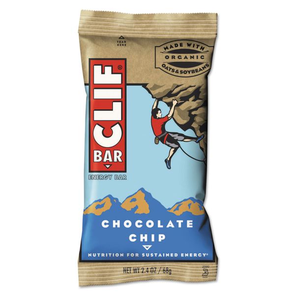 CBC160004 CLIF Bar Energy Bar, Chocolate Chip, 2.4oz, 12/Box