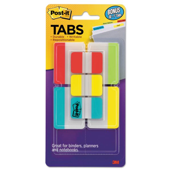 MMM686VAD2 Post-it Tabs Tabs Value Pack, 1" and 2", Aqua/Lime/Red/Yellow, 114/PK