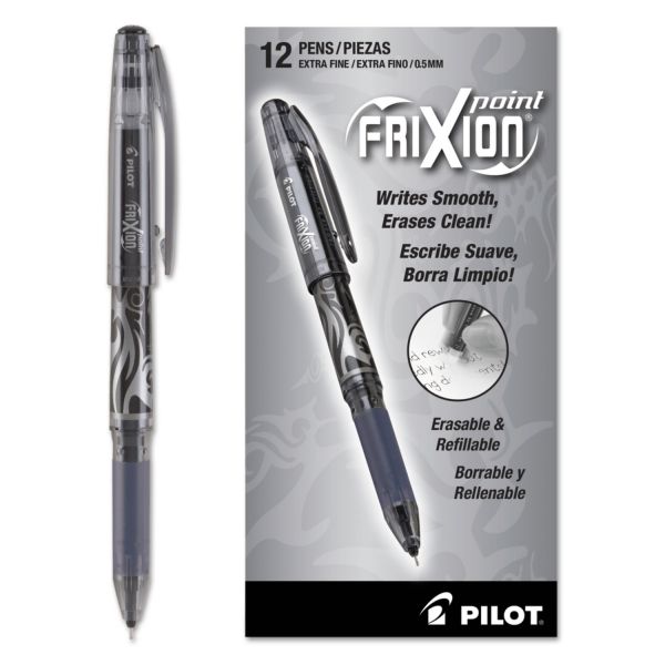 PIL31573 Pilot FriXion Point Erasable Gel Ink Stick Pen, Black Ink, .5mm, Dozen