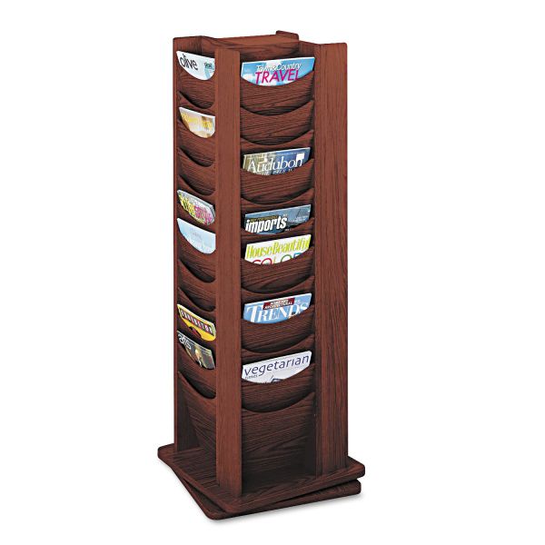 SAF4335MH Safco Rotary Display, 48 Compartments, 17-3/4w x 17-3/4d x 49-1/2h, Mahogany