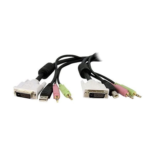 SYNX2577560 StarTech.com 6ft 4-in-1 USB Dual Link DVI-D KVM Switch Cable w/ Audio & Microphone