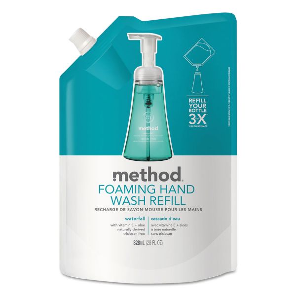 MTH01366 Method Foaming Hand Wash Refill, Waterfall, 28 oz Pouch, 6/Carton