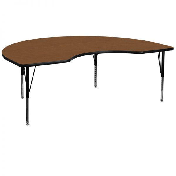FHFXUA4872KIDNYOAKHPGG Flash Furniture Height Adjustable Kidney Shaped Activity Table