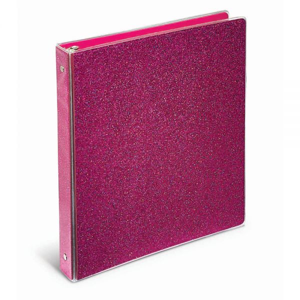Fashion 3Ring Binder, 1" Round Rings, Pink Glitter