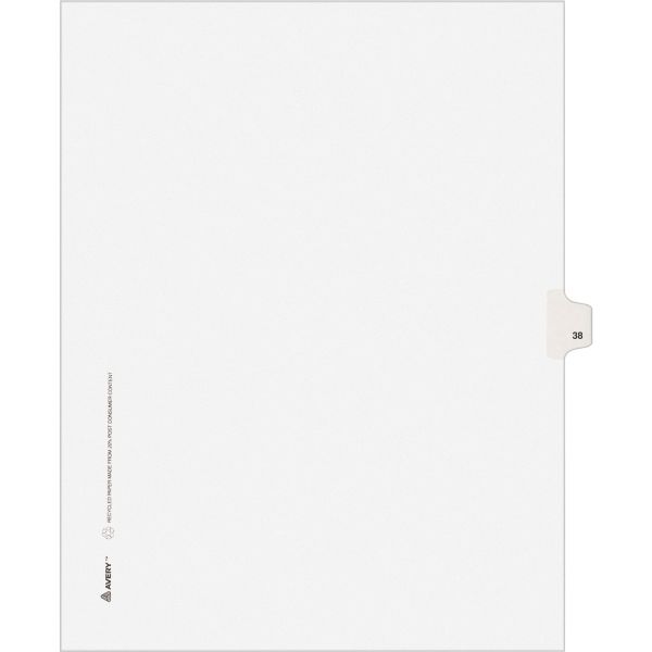 AVE01038 Avery-Style Legal Exhibit Side Tab Divider, Title: 38, Letter, White, 25/Pack