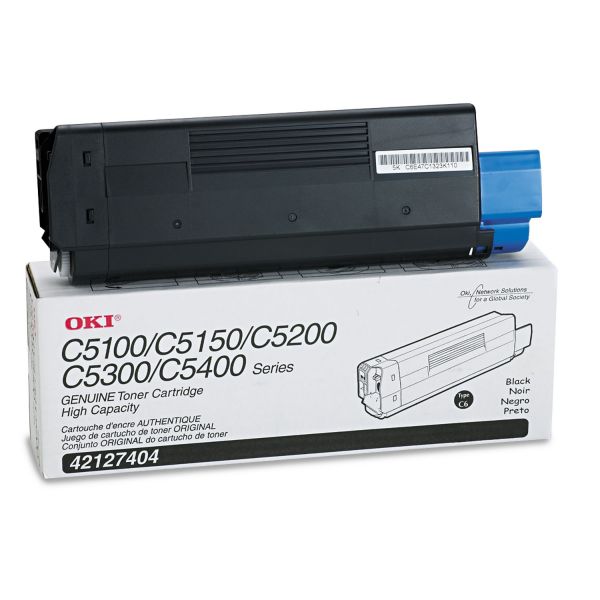 OKI42127404 Oki 42127404 High-Yield Toner (Type C6), 5000 Page-Yield, Black