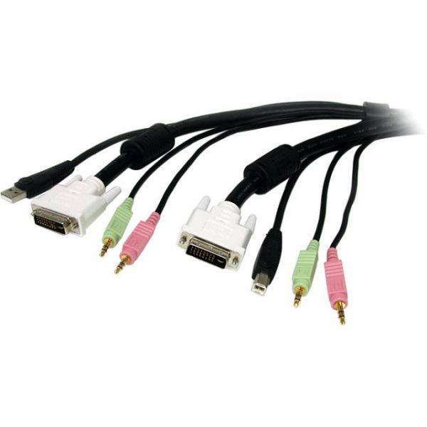 SYNX495951 StarTech.com 10 ft 4-in-1 USB DVI KVM Cable with Audio and Microphone