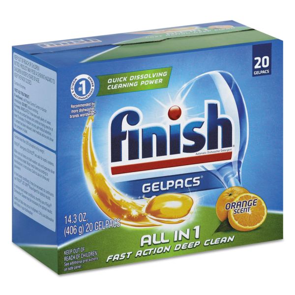 RAC76491CT FINISH Dish Detergent Gelpacs, Orange Scent, 20 Gelpacs/Box, 8 Boxes/Carton