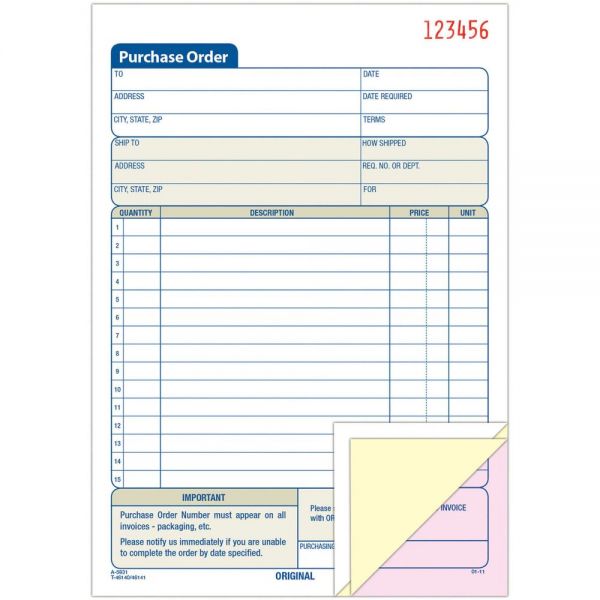 ABFTC5831 Adams 3-Part Carbonless Purchase Order Forms