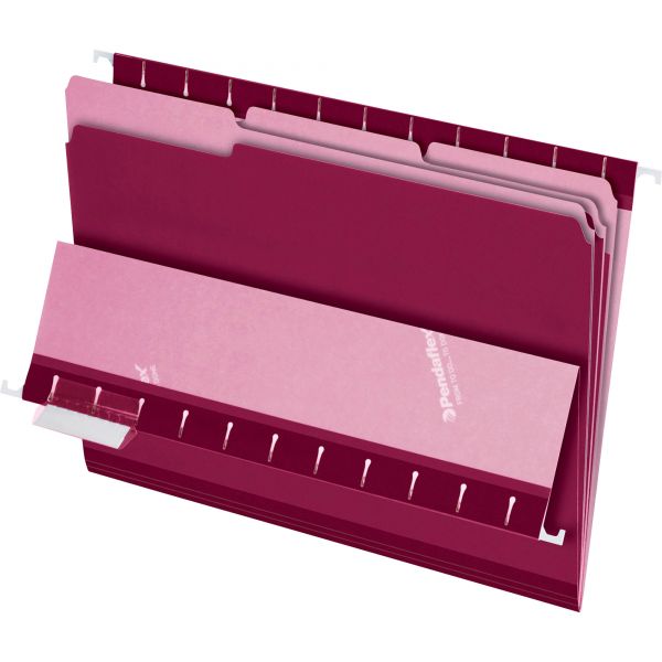 PFX421013BUR Pendaflex Interior File Folders, 1/3 Cut Top Tab, Letter, Burgundy, 100/Box