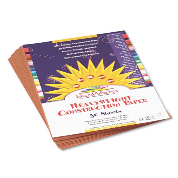 PAC6903 SunWorks Construction Paper, 58 lbs., 9 x 12, Light Brown, 50 Sheets/Pack