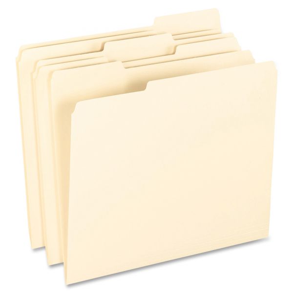 PFX62702 Pendaflex Smart Shield File Folders, 1/3 Cut End Tab, Letter, Manila, 100/Box