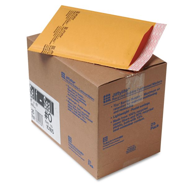 SEL10185 Sealed Air Jiffylite Self Seal Mailer, #0, 6 x 10, Golden Brown, 25/Carton