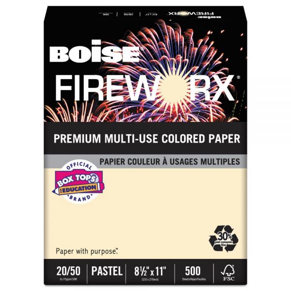 CASMP2201IY Boise FIREWORX Colored Paper, 20lb, 8-1/2 x 11, Flashing Ivory, 500 Sheets/Ream