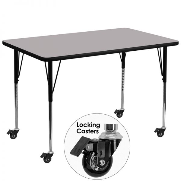 FHFXUA3672RECGYTACASGG Flash Furniture Mobile Height Adjustable Activity Table