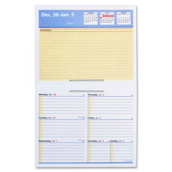 AAGSW70650 AT-A-GLANCE Flip-A-Week Desk Calendar Refill with QuickNotes, 5 5/8 x 7, White, 2019