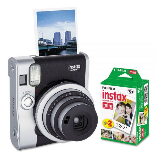 FUJ600016090 Fujifilm Instax Mini 90 Neo Classic Camera Bundle, Auto Focus, Black