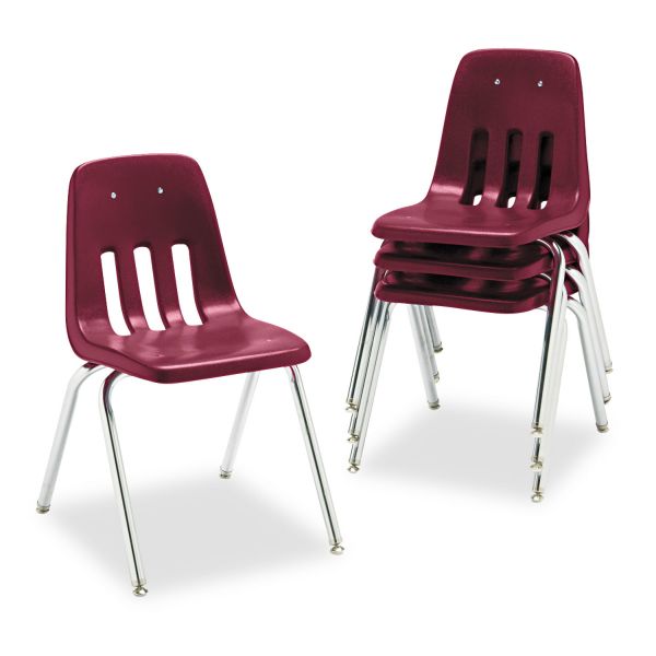 VIR901850 Virco 9000 Series Classroom Chair, 18" Seat Height, Wine/Chrome, 4/Carton