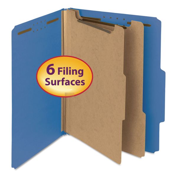 SMD14062 Smead Pressboard Classification Folder, 2" Exp., 2 Dividers, Letter, Dark Blue, 10/Box