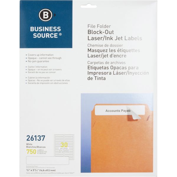 BSN26137 Business Source Block-Out File Folder Labels
