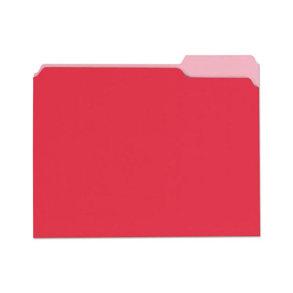 UNV10503 Universal File Folders, 1/3 Cut One-Ply Top Tab, Letter, Red/Light Red, 100/Box