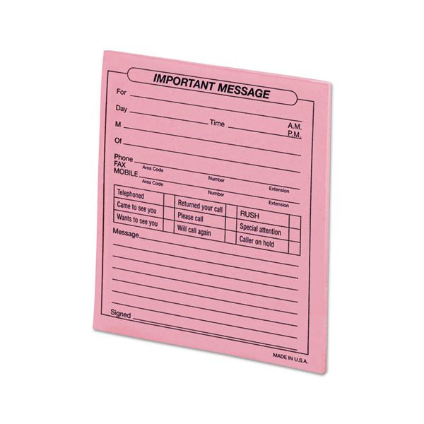 UNV48023 Universal Important Message Pink Pads, 4 1/4 x 5 1/2, 50/Pad, Dozen