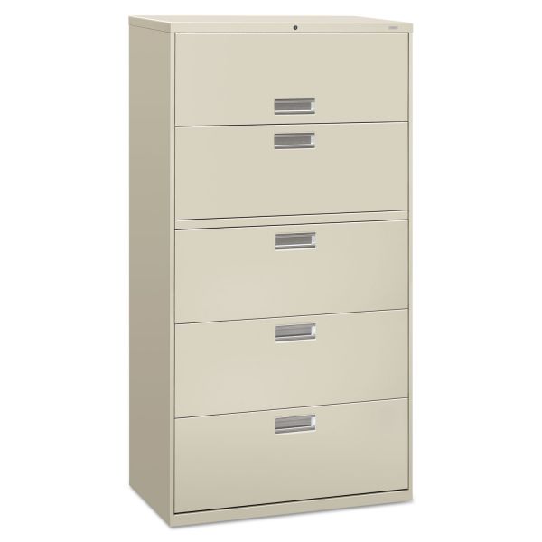 HON685LQ HON 600 Series Five-Drawer Lateral File, Letter/Legal/A4, 36w x 19-1/4d, Light Gray