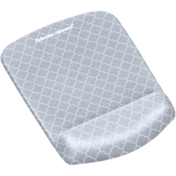 FEL9549701 Fellowes PlushTouch Mouse Pad with Wrist Rest, 7 1/4 x 9 3/8 x 1, Gray/White Lattice