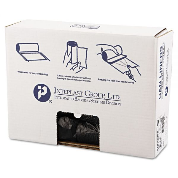 IBSS243308K Inteplast Group Interleaved High-Density Can Liners, 24x33, 16gal, 8mic, BK, 50/RL, 20 RL/CT