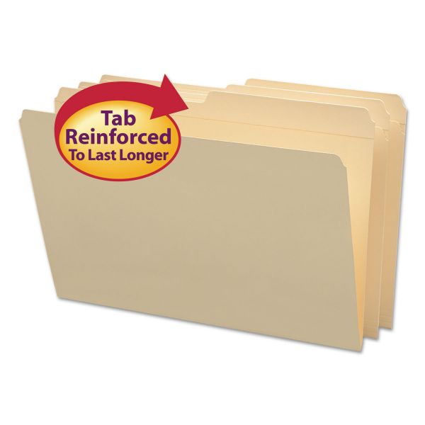 SMD15326 Smead File Folders, 1/2 Cut, Reinforced Top Tab, Legal, Manila, 100/Box