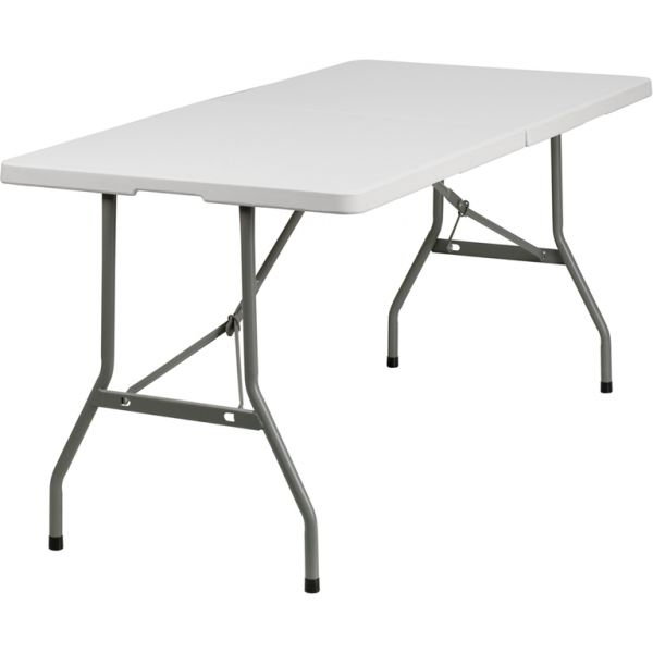 FHFRB3060FHGG Flash Furniture 30''W x 60''L Bi-Fold Granite White Plastic Folding Table