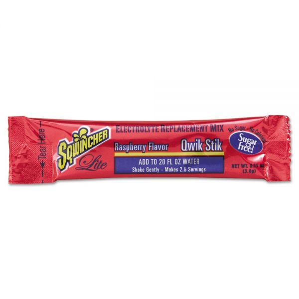 SQW060105RB Sqwincher Sugar-Free Qwik Stiks Energy Drink Mix, Raspberry, 1.26oz, 500/Carton