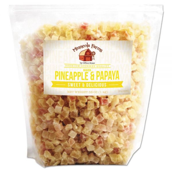 OFX00091 Office Snax Favorite Nuts, Dried Fruit, Diced Pineapple & Papaya Blend, 38 oz Bag