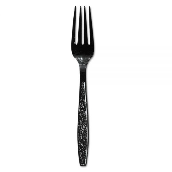 SCCGDR5FK Dart Guildware Heavyweight Plastic Forks, Black, 1000/Carton