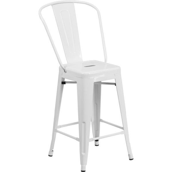 FHFCH3132024GBWHGG Flash Furniture 24'' High Indoor-Outdoor Counter Height Stool with Back