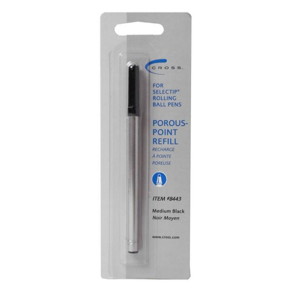 CRO8443 Cross Refill for Selectip Porous Point Pens, Medium, Black Ink
