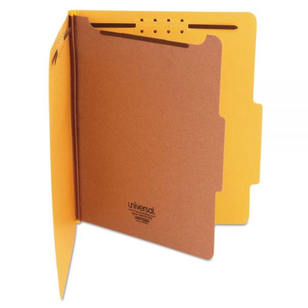 UNV10204 Universal Pressboard Classification Folders, Letter, Four-Section, Yellow, 10/Box