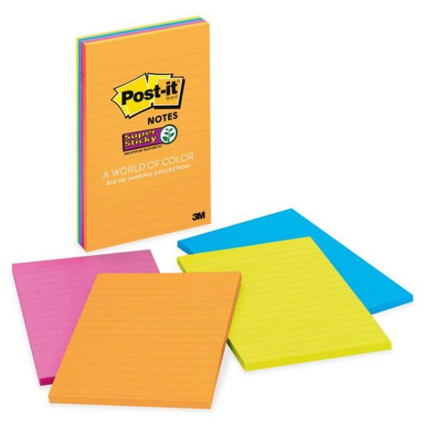 MMM4621SSAU Post-it Ruled/Lined Super Sticky Notes