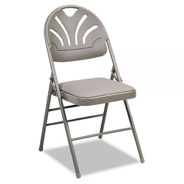 CSC36875KNT4 Cosco Fabric Padded Seat/Molded Fan Back Folding Chair, Kinnear Taupe, 4/Carton
