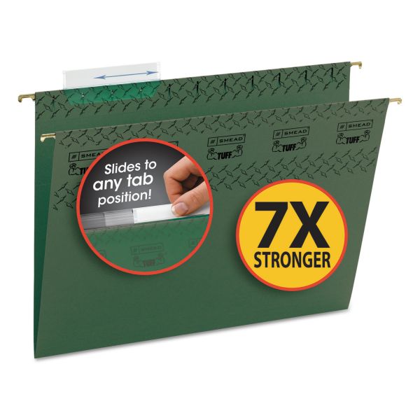 SMD64036 Smead Tuff Hanging Folder with Easy Slide Tab, Letter, Standard Green, 20/Pack