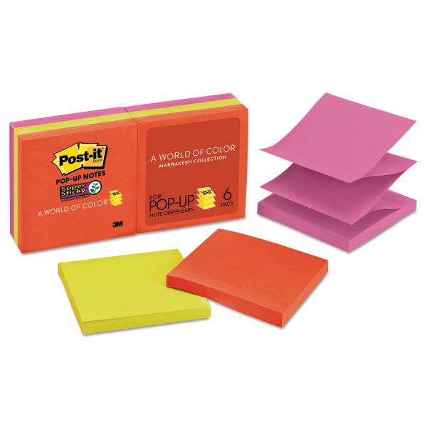 MMMR3306SSAN Post-it Pop-up Notes Super Sticky Pop-up 3 x 3 Note Refill, Marrakesh, 90 Notes/Pad, 6 Pads/Pack