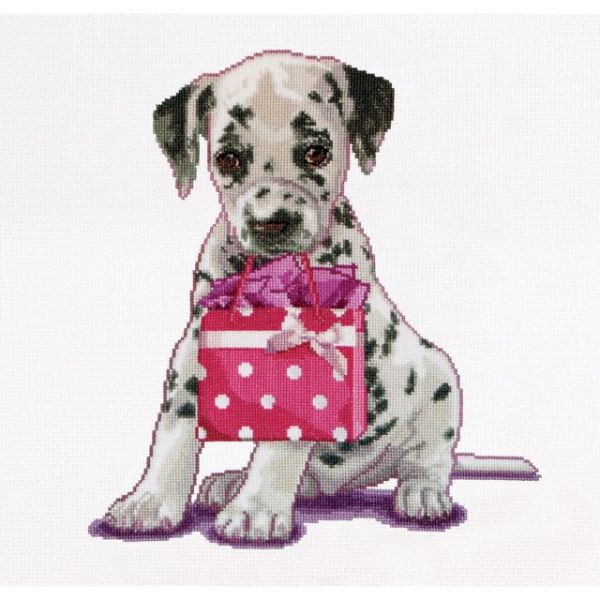 NOTM299020 Puppy Went Shopping On Aida Counted Cross Stitch Kit
