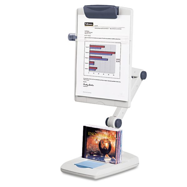 FEL21128 Fellowes Flex Arm Weighted Base Copyholder, Plastic, 150 Sheet Capacity, Platinum