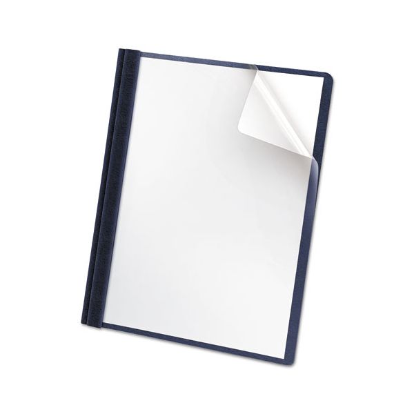 OXF58802 Oxford Premium Paper Clear Front Cover, 3 Fasteners, Letter, Blue, 25/Box