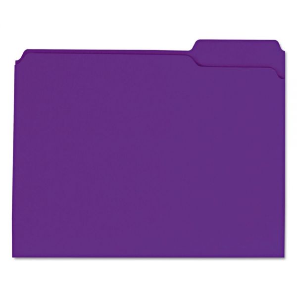 UNV16165 Universal Colored File Folders, 1/3 Cut Assorted, Two-Ply Top Tab, Letter, Violet, 100/Box