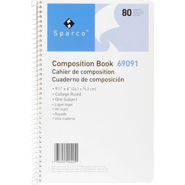 SPR69091 Sparco College Ruled 80 Sheet Composition Book