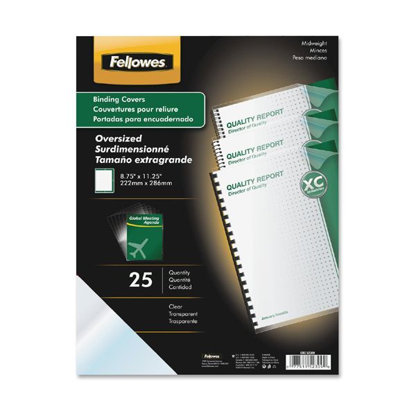 FEL52309 Fellowes Crystals Presentation Covers with Round Corners, 11 1/4 x 8 3/4, Clear, 25/Pack