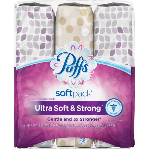 PGC96748 Puffs Ultra Soft Facial Tissue, 2Ply, White, 96 Sheets/SoftPack,3/Pk,3Pk/Ctn